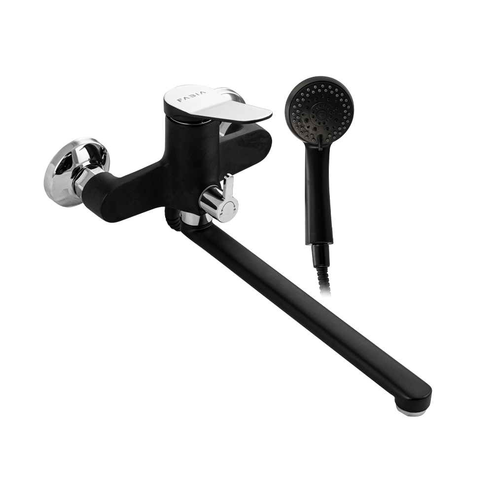 Смеситель для ванны с душем Fabia 9672 черный/хром