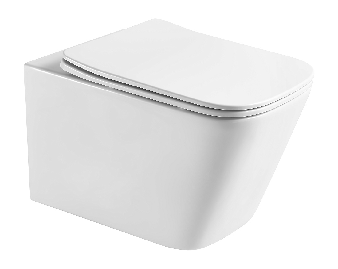 Унитаз подвесной Taliente Amato Correto CR55003 безободковый, с крышкой микролифт, белый
