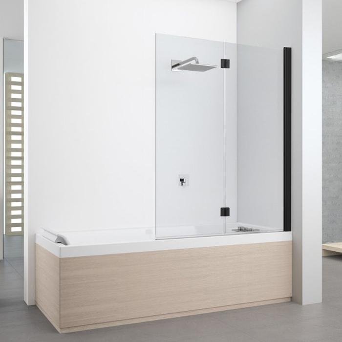 Шторка на ванну Novellini Young Y21BSV120D-1H 120х151,6 см, профиль черный матовый, стекло прозрачное