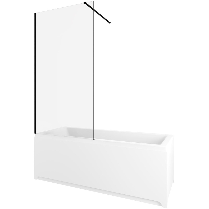 Шторка на ванну Allen Brau Infinity 3 80 3.21063.BBA 83х160 см профиль черный браш, стекло прозрачное