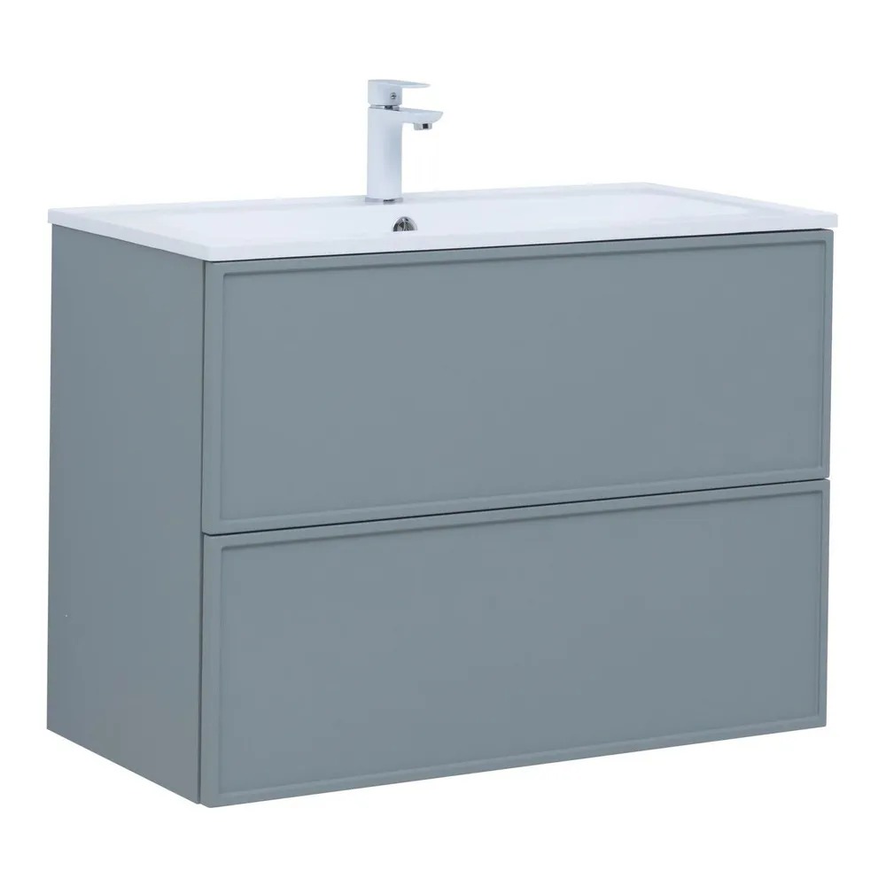 Тумба с раковиной Aquanet Арт 90 подвесная, мисти грин