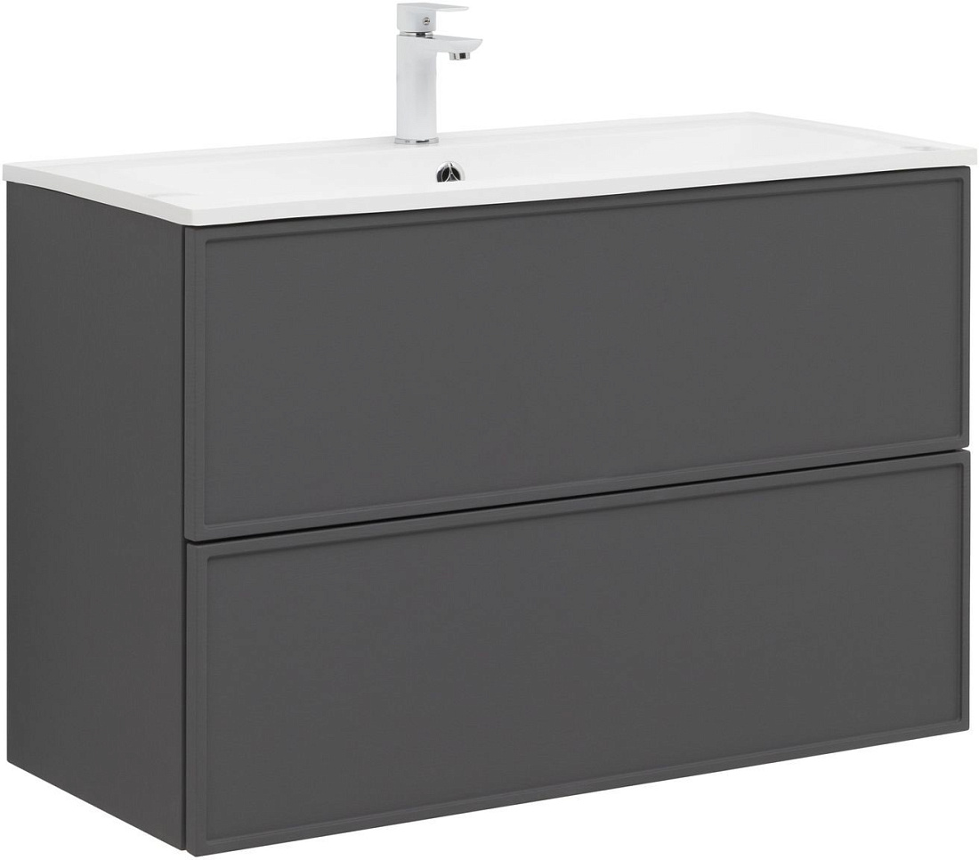 Тумба с раковиной Aquanet Арт 90 подвесная, ясень графит