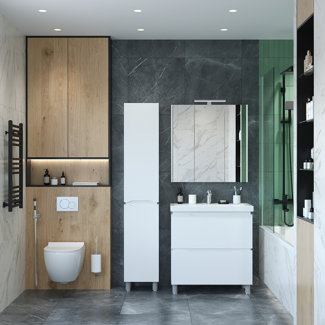 Мебель для ванной Briz Милана 80 напольная, белая глянцевая