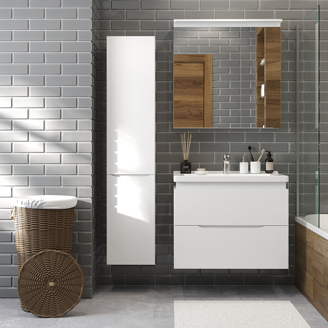 Мебель для ванной Briz Сити 70 подвесная, белая глянцевая