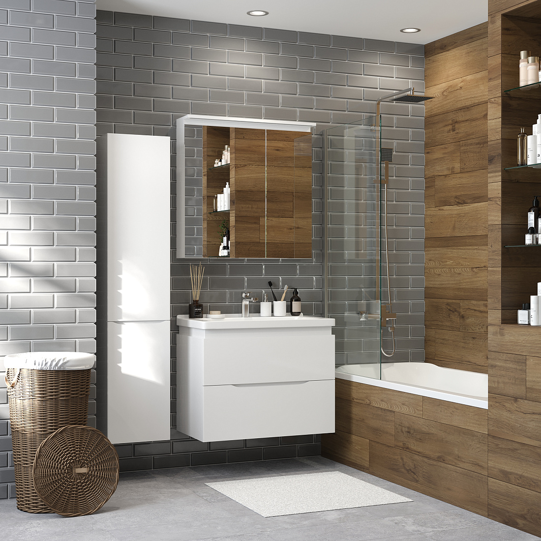 Мебель для ванной Briz Сити 80 подвесная, белая глянцевая