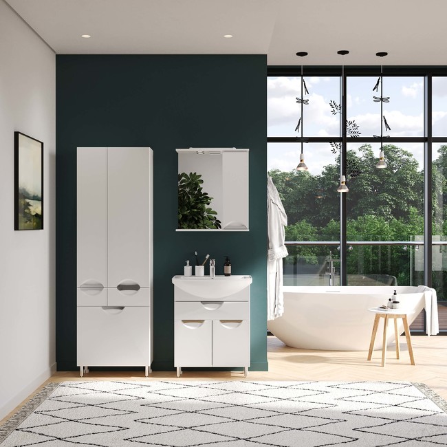 Мебель для ванной Briz Бриз 65 напольная, белая глянцевая