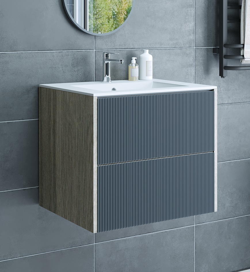 Тумба с раковиной Sanflor Диана 65 дуб шерман графит (раковина Kerama Marazzi Piano 65)