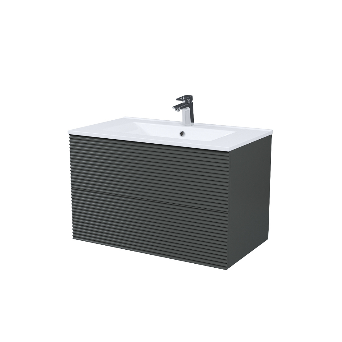Тумба с раковиной Iddis Bild 80 подвесная, 2 ящика, темно-серая