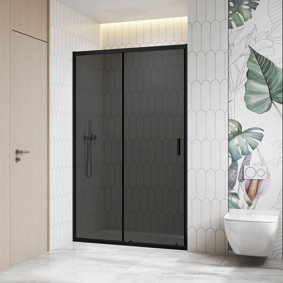 Душевая дверь в нишу RGW CL-13B 140х195 см, профиль черный матовый, стекло тонированное