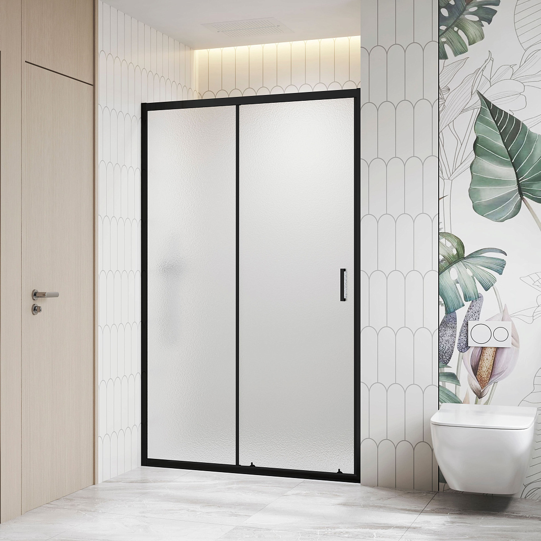 Душевая дверь в нишу RGW CL-13B 120х195 см, профиль черный матовый, стекло рифленое