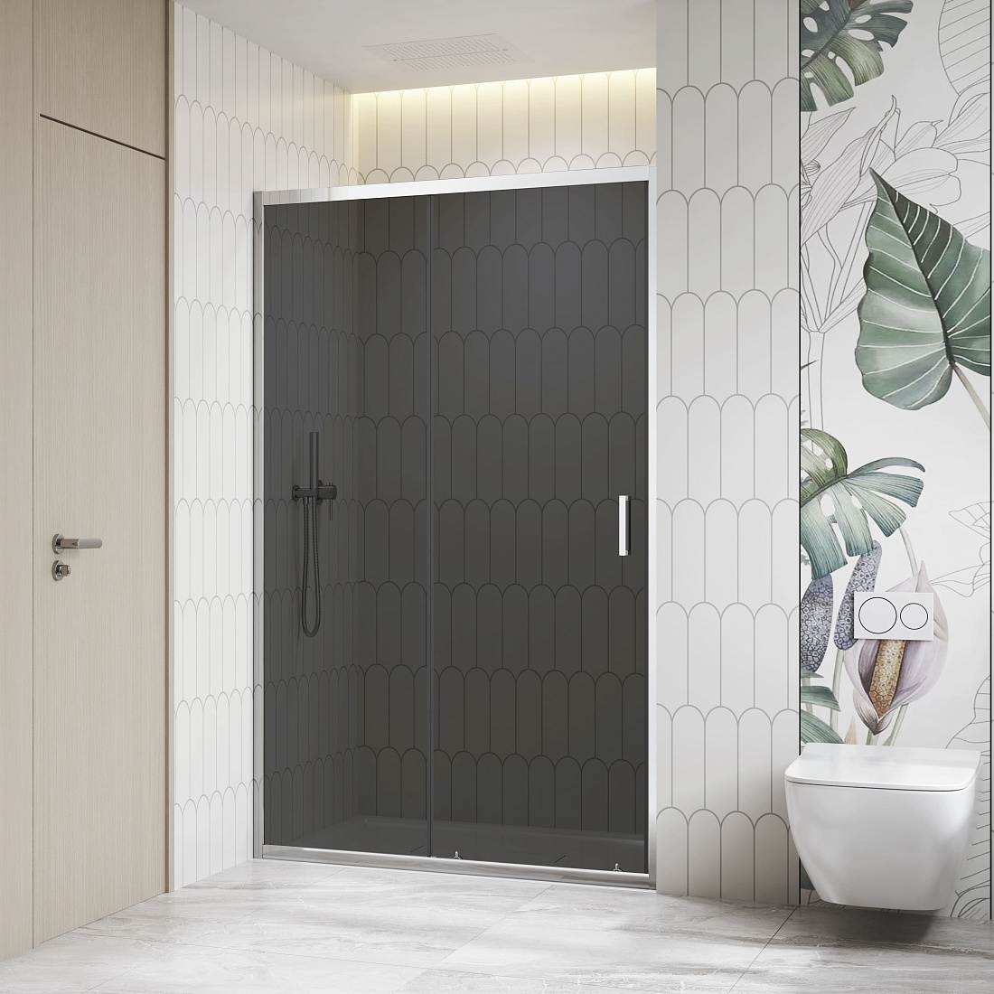 Душевая дверь в нишу RGW CL-13 140х195 см, профиль хром, стекло тонированное