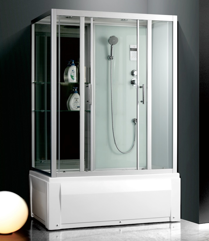 Душевая кабина Frank F555-1 с баней 140x85x215 см, стекло прозрачное, профиль хром