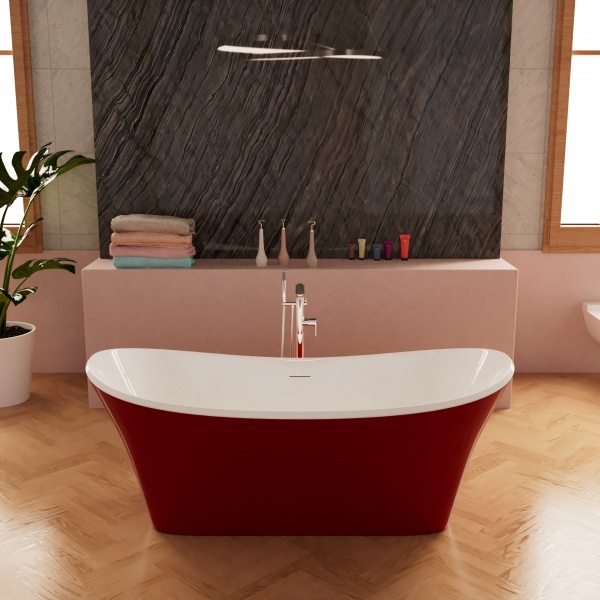 Акриловая ванна Frank F6104 White/Red 170х75 см, красная