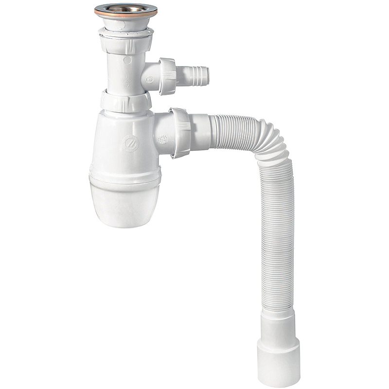 Сифон для раковины Wirquin Минор 30718052 с отводом и гибкой гофрой