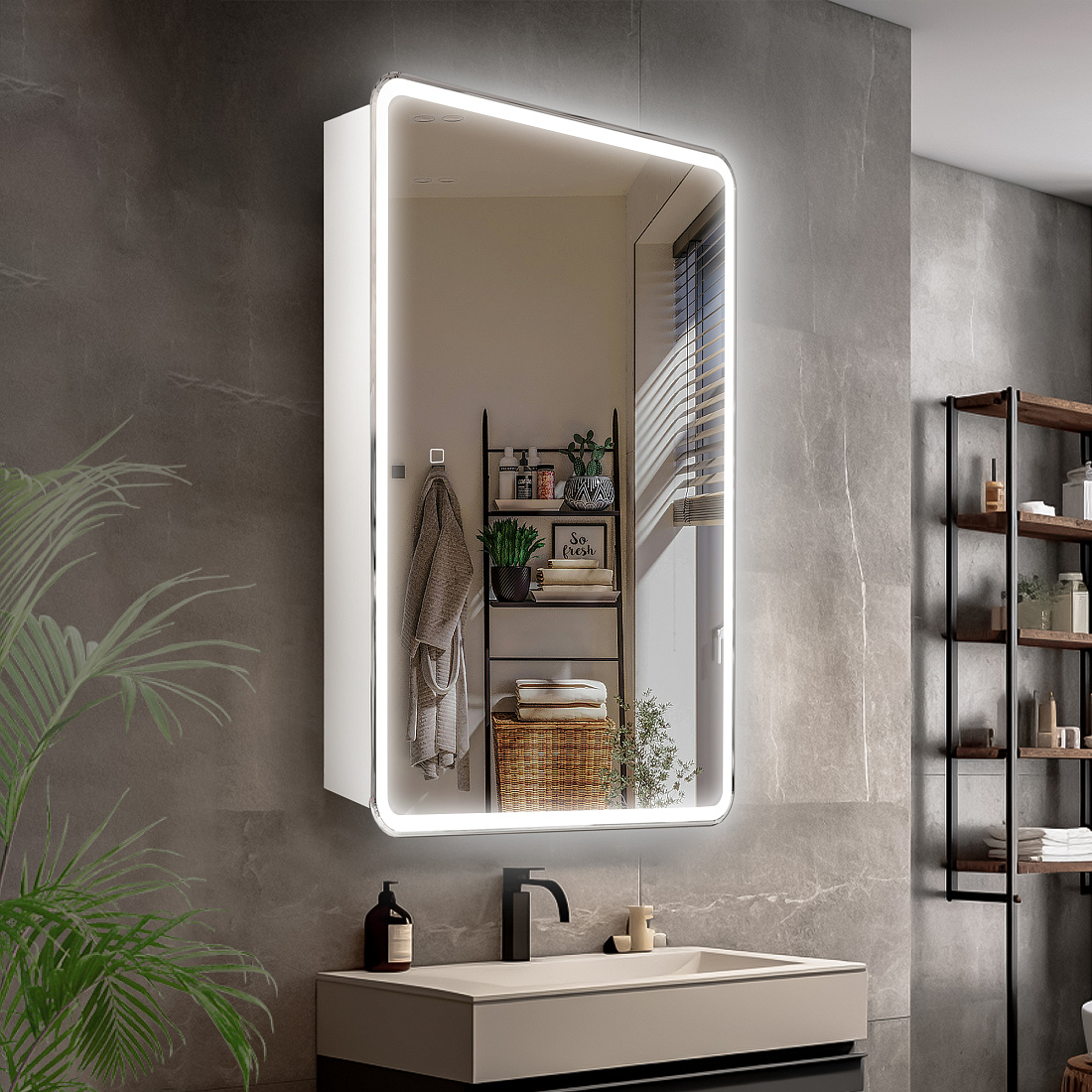 Зеркало-шкаф Style Line El Fante Каре 40х80 с подсветкой, сенсор на зеркале