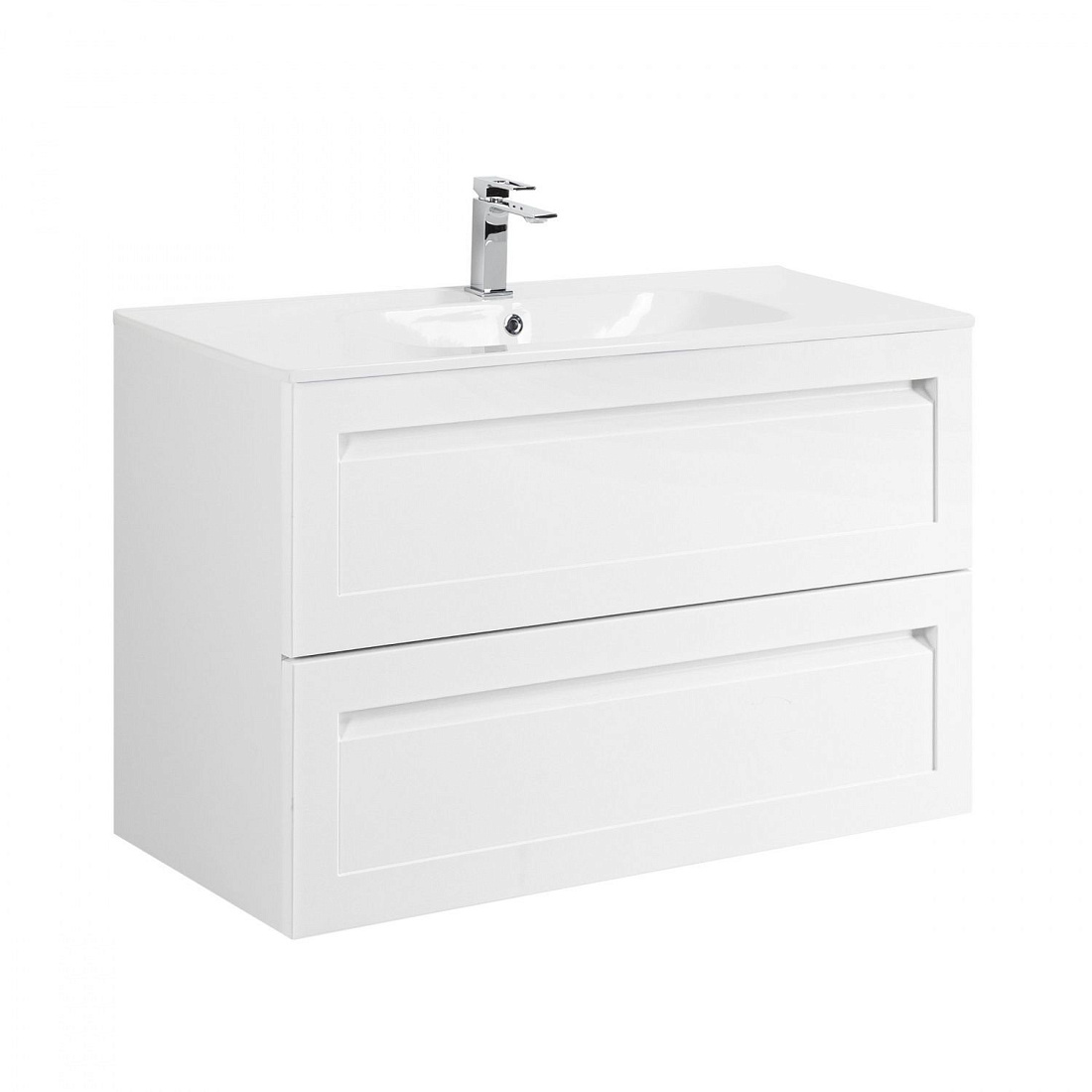 Тумба с раковиной Art&Max Platino 90 подвесная, 2 ящика, белый глянцевый