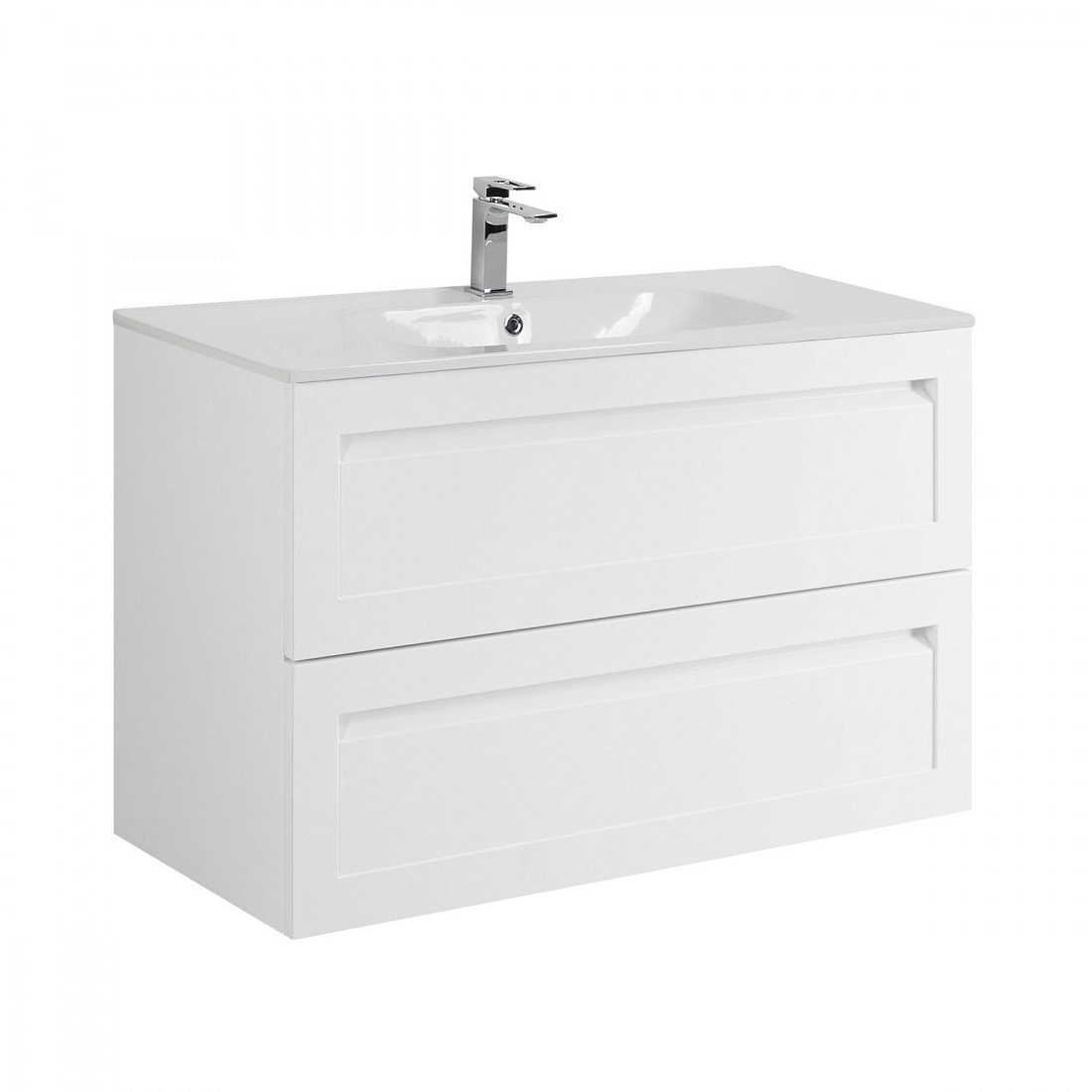 Тумба с раковиной Art&Max Platino 90 подвесная, 2 ящика, белый матовый