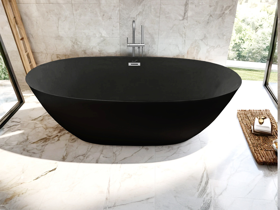 Акриловая ванна Ceruttispa Greta 168х80 отдельностоящая, черный матовый