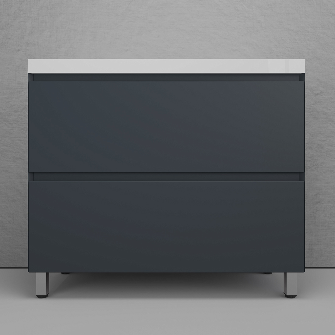 Тумба с раковиной Style Line Манхэттен 100 напольная, 2 ящика, графит (раковина белая)