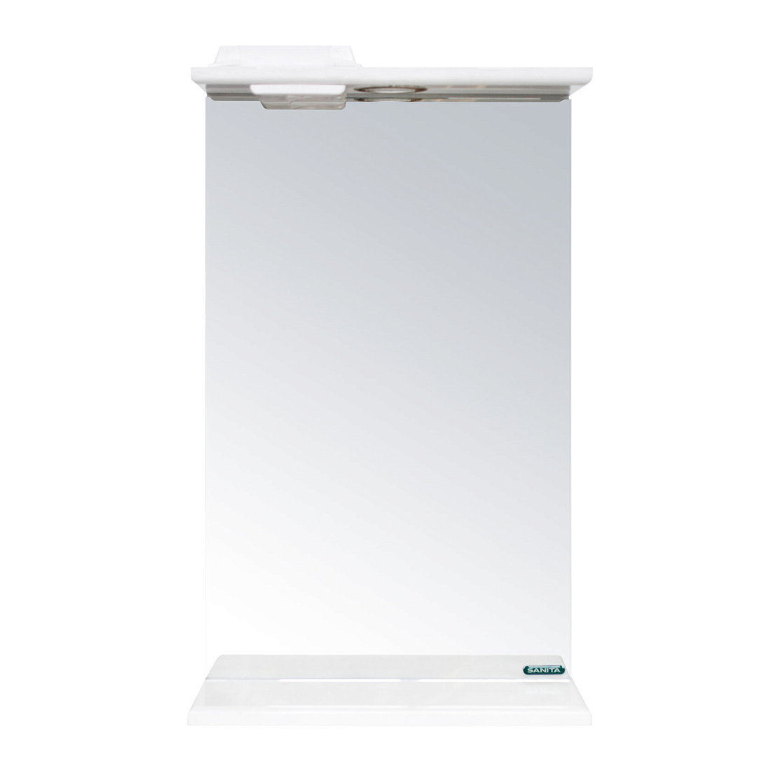 Зеркало Sanita Манго 40х63 с подсветкой, с полкой, белый