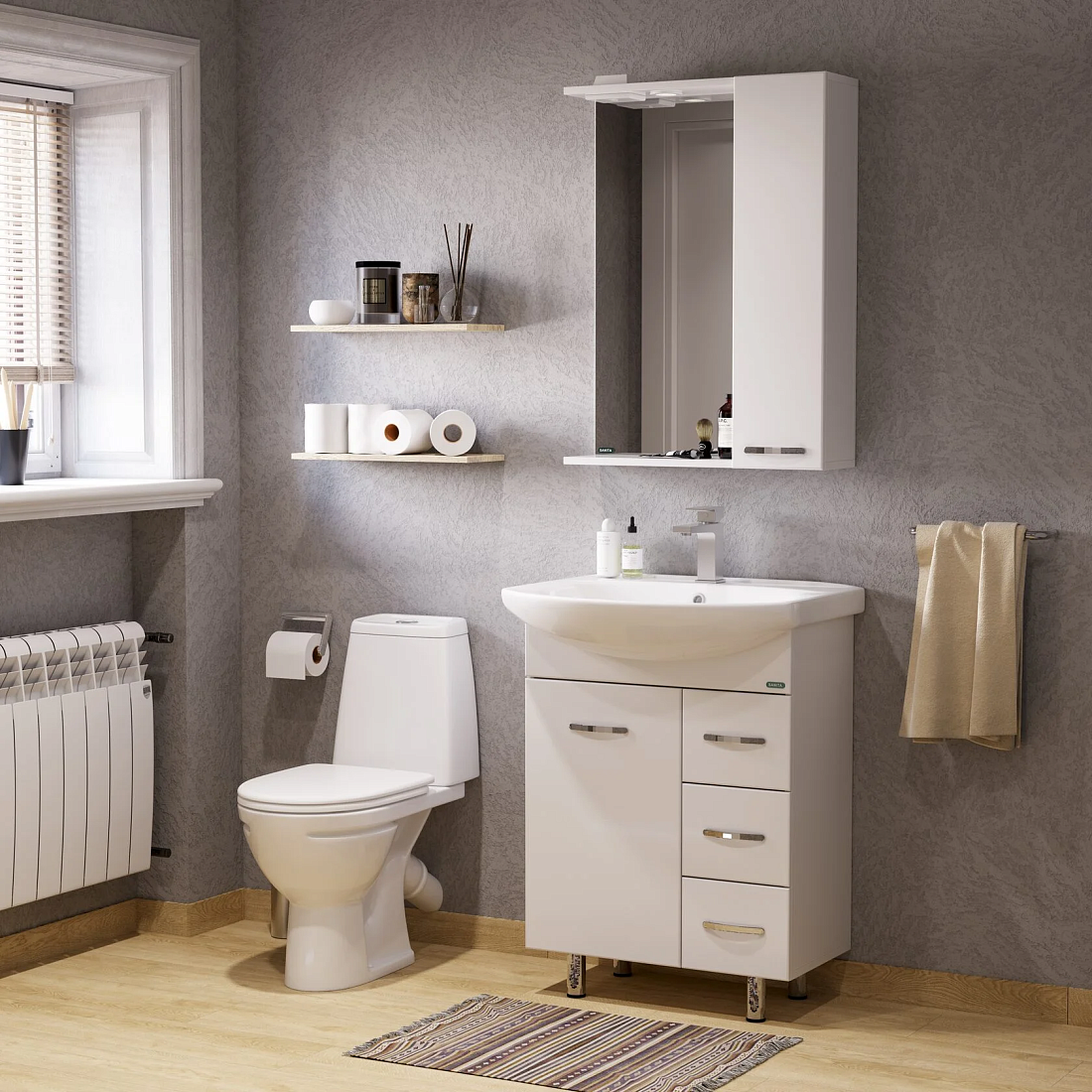 Мебель для ванной Sanita Лагуна 65 напольная, белый