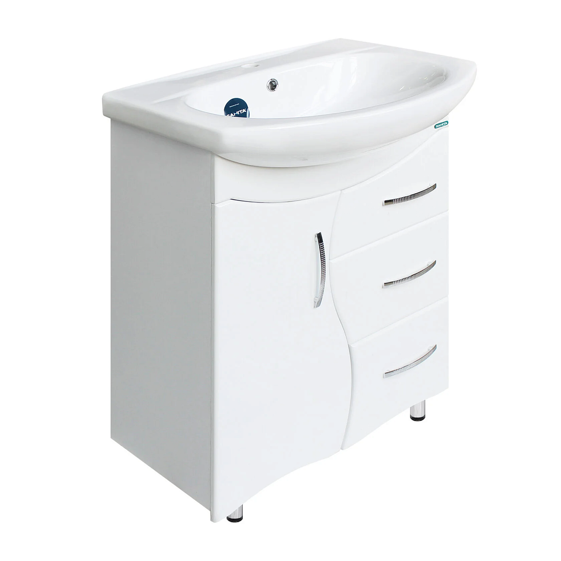 Тумба с раковиной Sanita Лира 65 напольная, белый