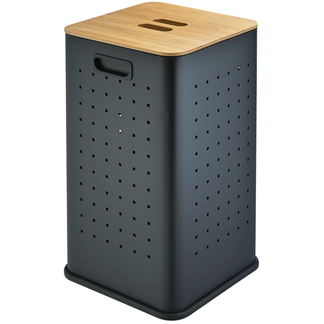 Корзина для белья Weltwasser WW Nansy BL 55L черный матовый/бамбук