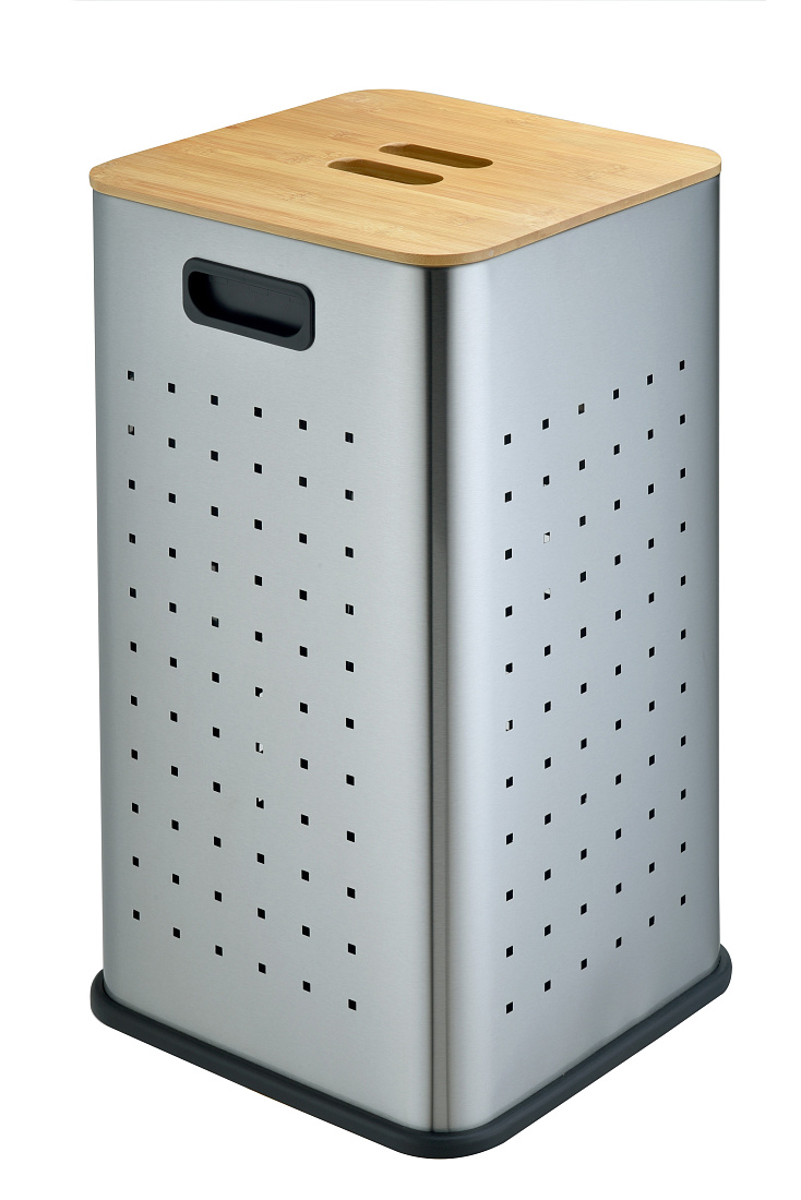 Корзина для белья Weltwasser WW Nansy MT 35L хром матовый/бамбук