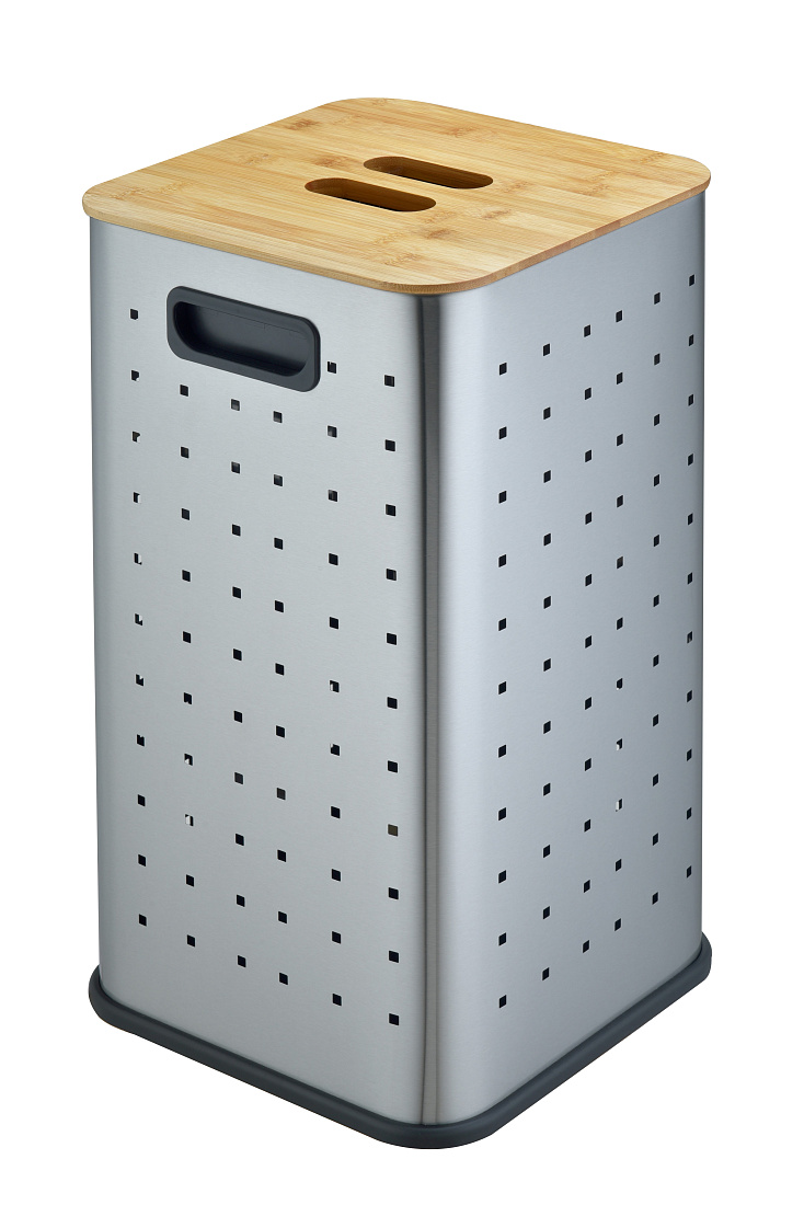 Корзина для белья Weltwasser WW Nansy MT 55L хром матовый/бамбук