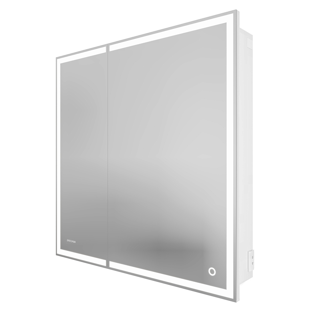 Зеркало-шкаф Grossman Меркадо 80 с LED подсветкой, с сенсорным выключателем, белый