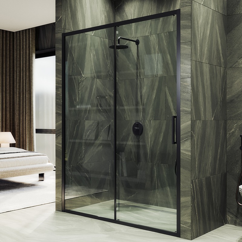 Душевая дверь в нишу Maybah Glass MGD-1278-6 180х195 см, профиль черный матовый, стекло прозрачное