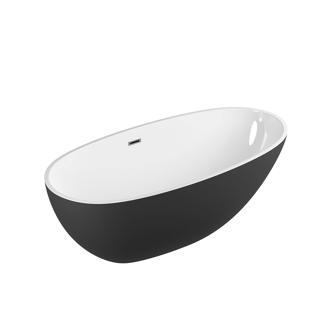 Акриловая ванна Grossman Fly 170х75 отдельностоящая, белый/черный матовый