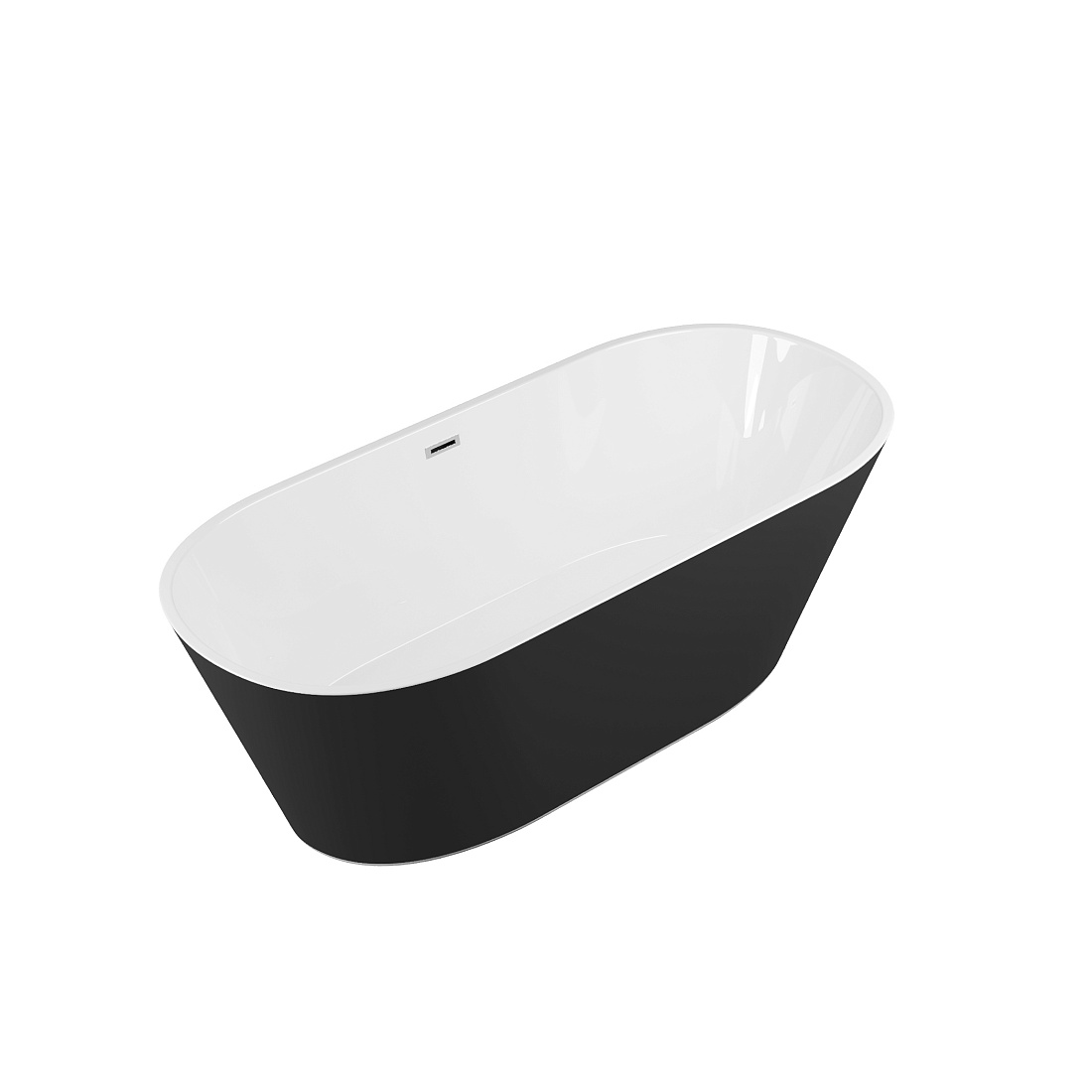 Акриловая ванна Grossman Forta 170х75 отдельностоящая, белый/черный матовый
