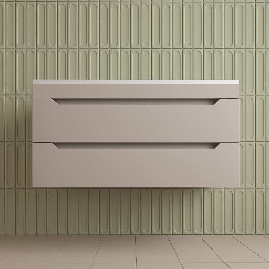 Тумба с раковиной Style Line Остин 100 подвесная, 2 ящика, крем эмаль (раковина белая)