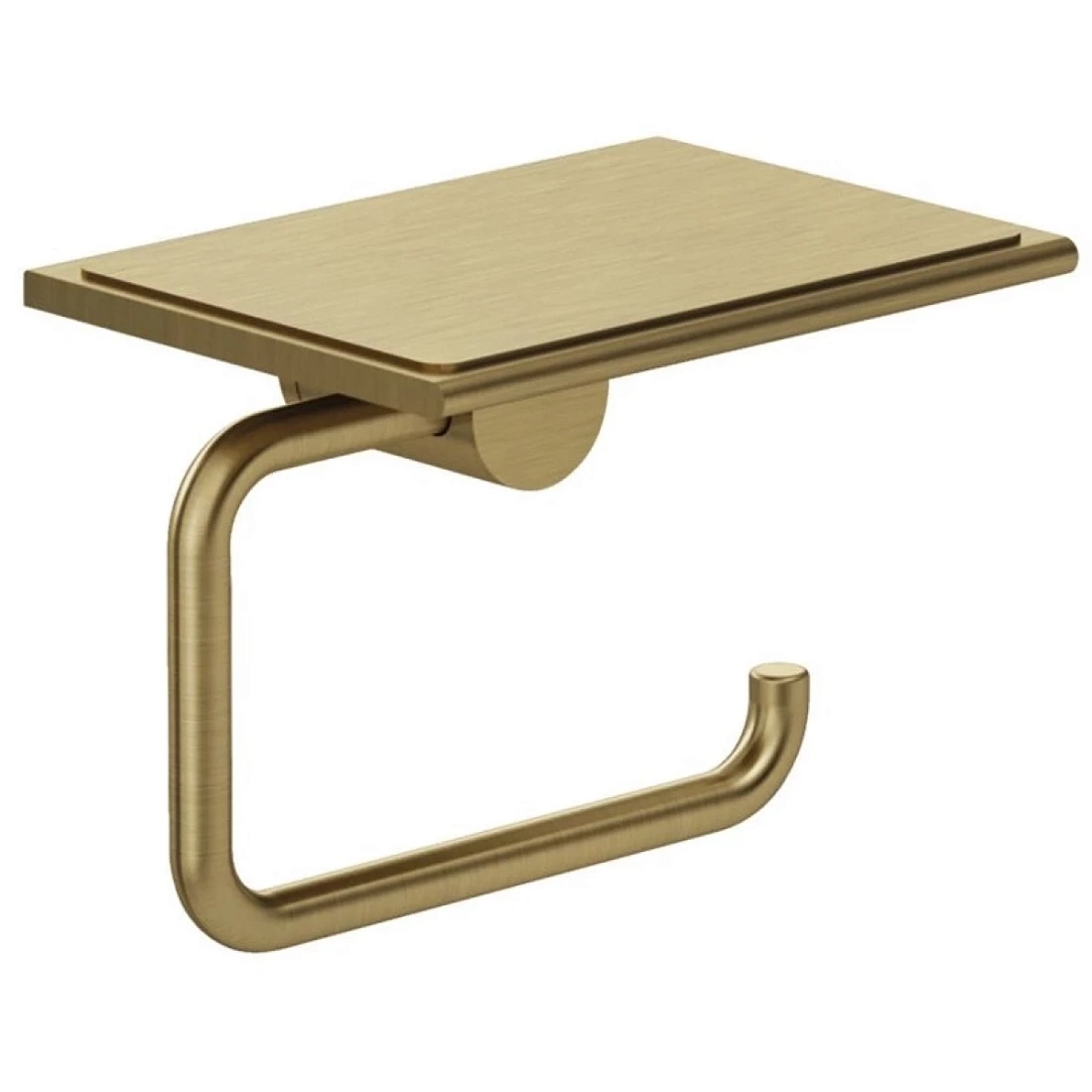 Держатель туалетной бумаги Kludi Vela R 58971N0 с полкой для телефона, золотой матовый