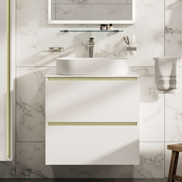 Тумба со столешницей Allen Brau Activity 70 подвесная, белый матовый/олива браш