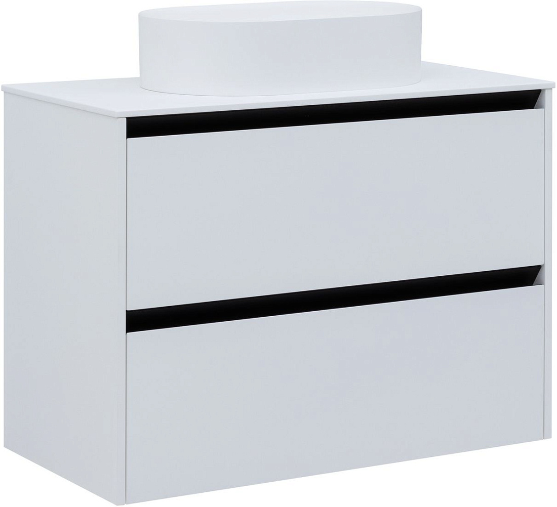 Тумба со столешницей Allen Brau Activity 90 подвесная, белый матовый/черный браш