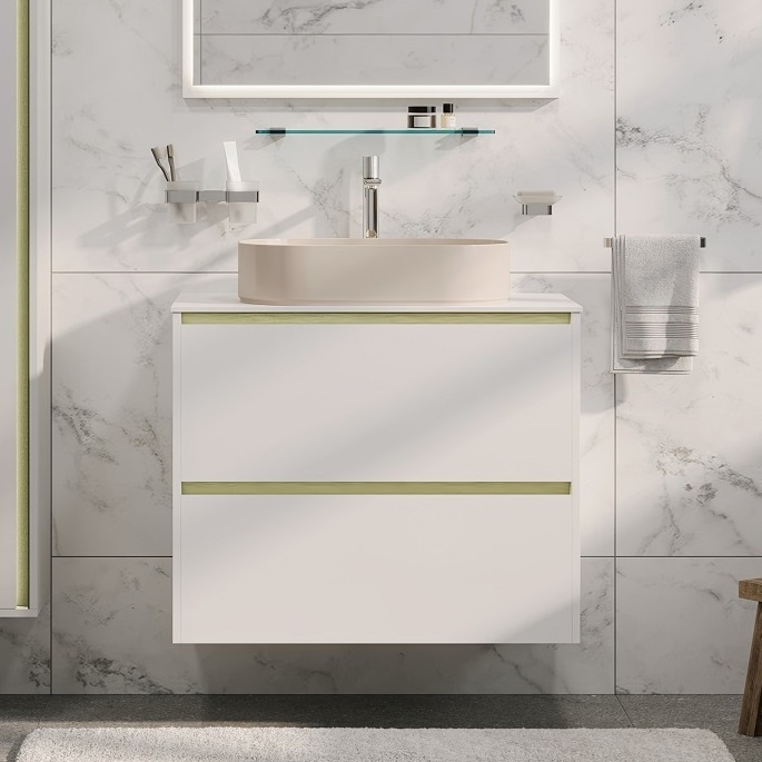 Тумба со столешницей Allen Brau Activity 90 подвесная, белый матовый/олива браш