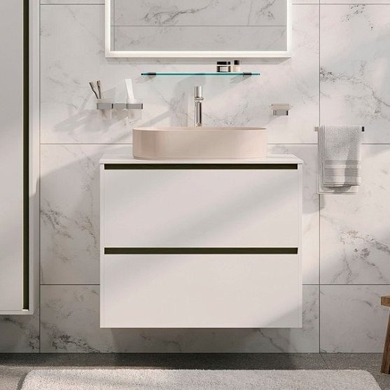 Тумба со столешницей Allen Brau Activity 120 подвесная, белый матовый/черный браш