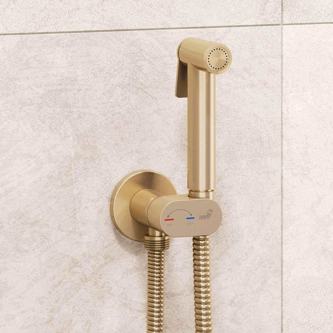 Гигиенический душ RGW SP-213Gb со смесителем, золото брашированное