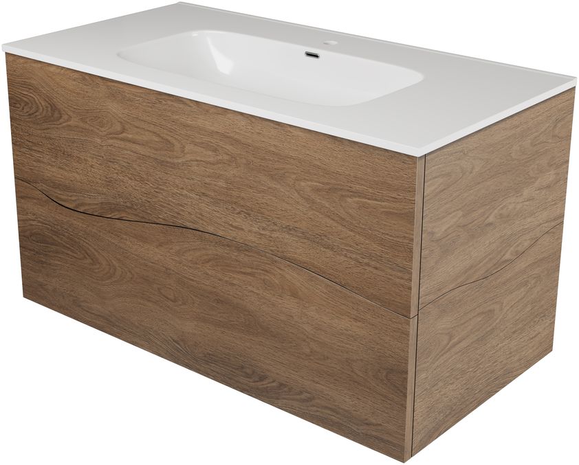 Тумба с раковиной Allen Brau Glority 90 подвесная, 2 ящика, дуб антик