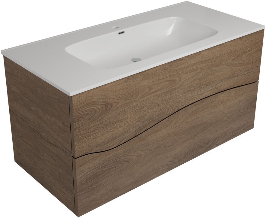 Тумба с раковиной Allen Brau Glority 100 подвесная, 2 ящика, дуб антик