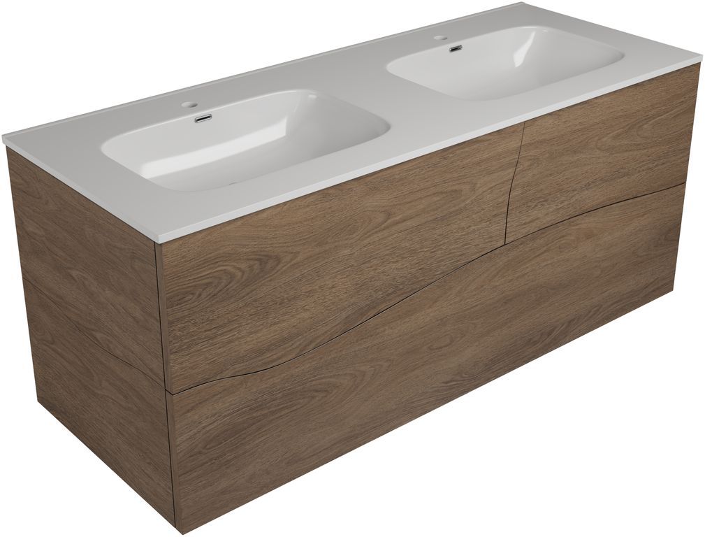 Тумба с раковиной Allen Brau Glority 120 подвесная, 3 ящика, дуб антик