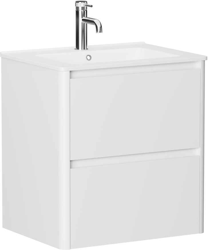 Тумба с раковиной Allen Brau Gravity 60 подвесная, 2 ящика, белый матовый