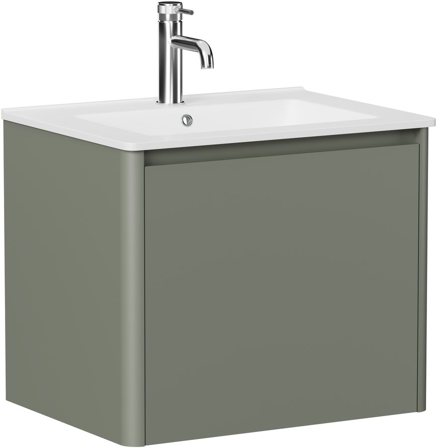 Тумба с раковиной Allen Brau Gravity 60 подвесная, 1 ящик, олива матовый