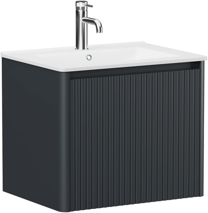 Тумба с раковиной Allen Brau Gravity 60 подвесная, 1 ящик, фасад с фрезеровкой, антрацит матовый