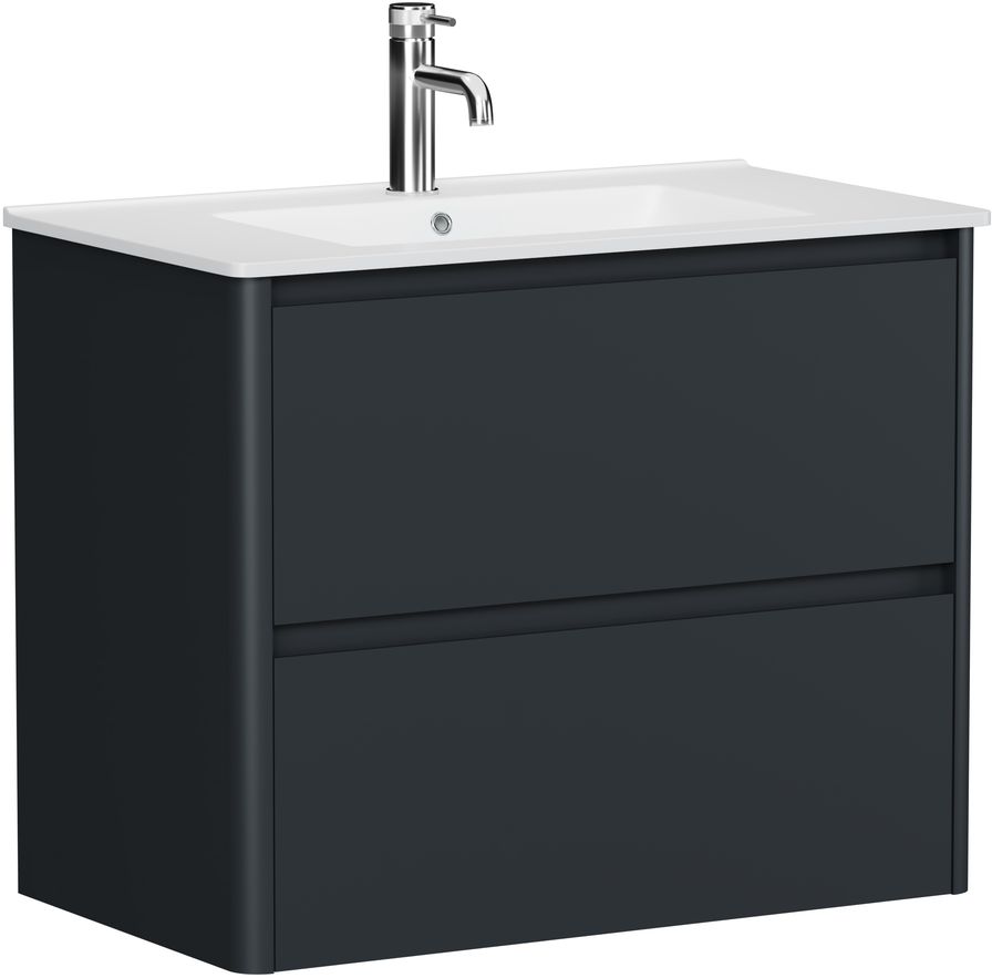 Тумба с раковиной Allen Brau Gravity 80 подвесная, 2 ящика, антрацит матовый