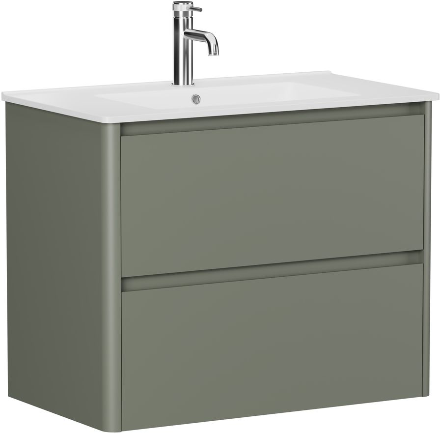Тумба с раковиной Allen Brau Gravity 80 подвесная, 2 ящика, олива матовый