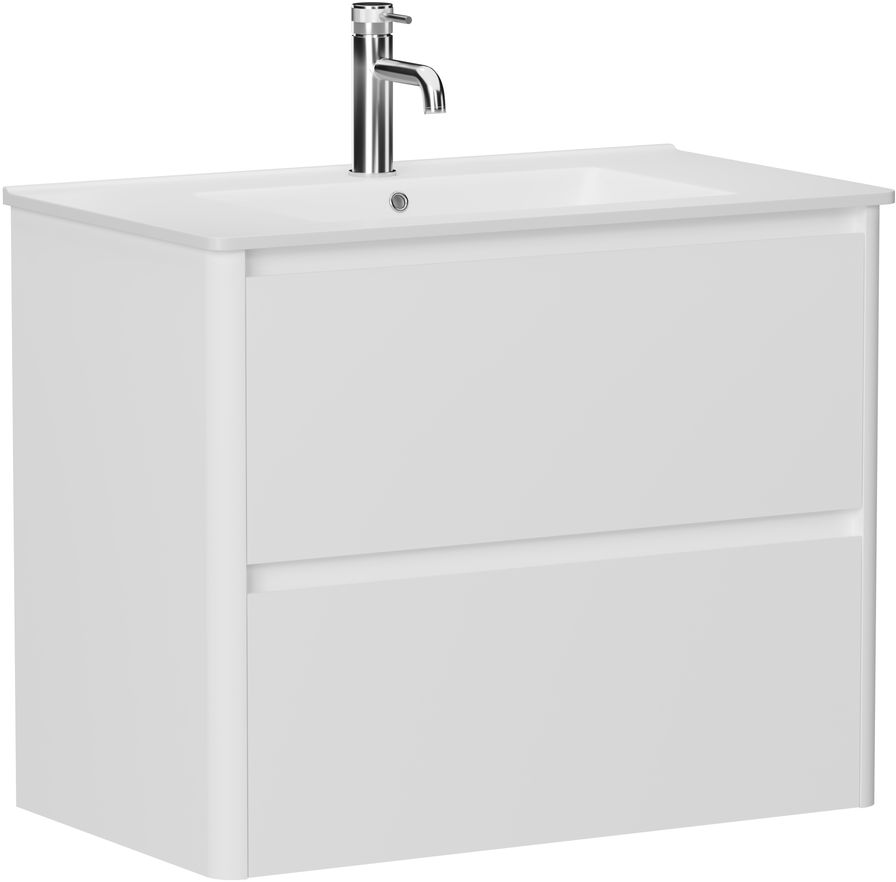 Тумба с раковиной Allen Brau Gravity 80 подвесная, 2 ящика, белый матовый