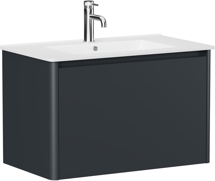 Тумба с раковиной Allen Brau Gravity 80 подвесная, 1 ящик, антрацит матовый